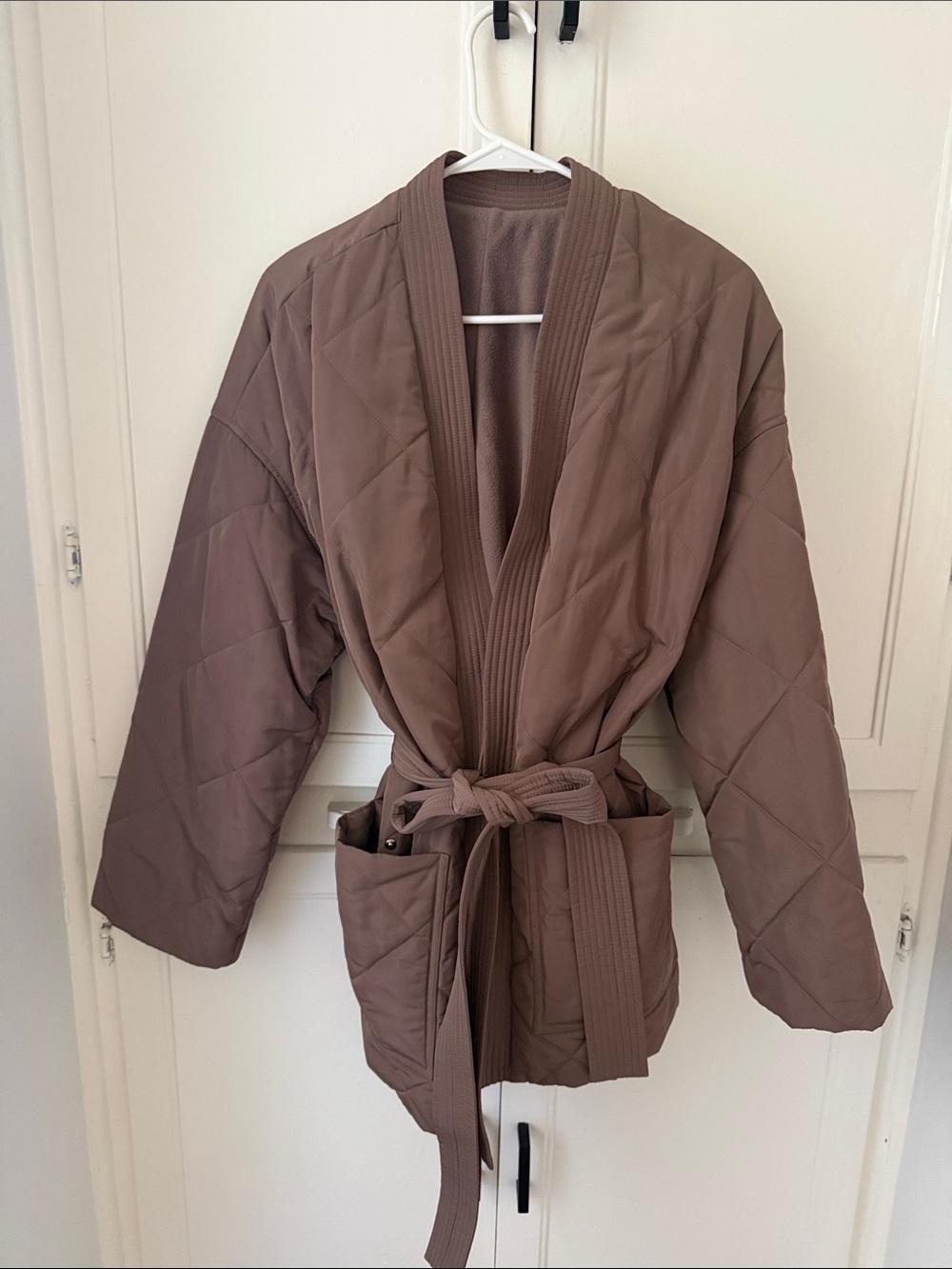 Quilted Belted Jacket in Mauve